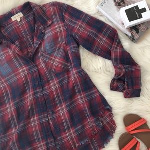 Cloth + Stone ombré plaid shirt size medium